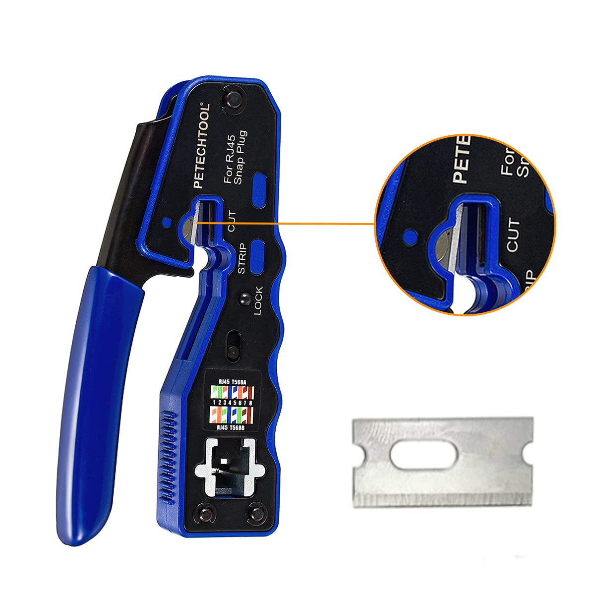 PETECHTOOL RJ45 Crimp Tool Replacement Blades - Compatible with Pass Through Connectors (1 Set) - Ideal for Network Cable Installation & Repair