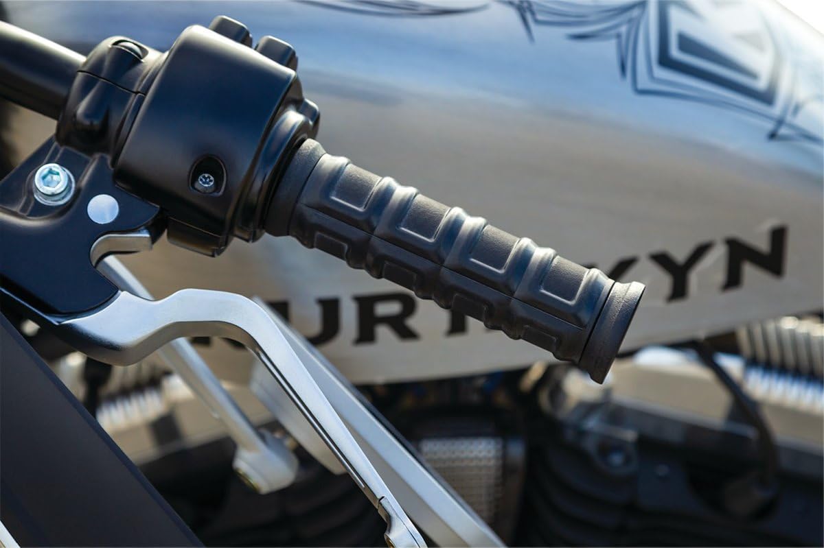 Kuryakyn 6673 Dillinger Handlebar Grips for 1996-2019 Harley-Davidson Motorcycles - Dual Cable Throttle Control, Satin Black (1 Pair) - Comfortable Ride for Cruisers & Touring Bikes