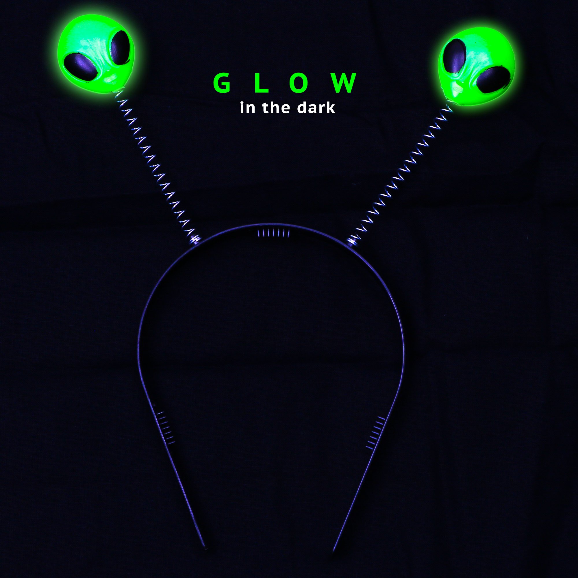 Glow in The Dark Alien Headbands for Kids - Pack of 12 Fun Party Favors - Perfect for Birthday Parties, Halloween Costumes & Rave Events