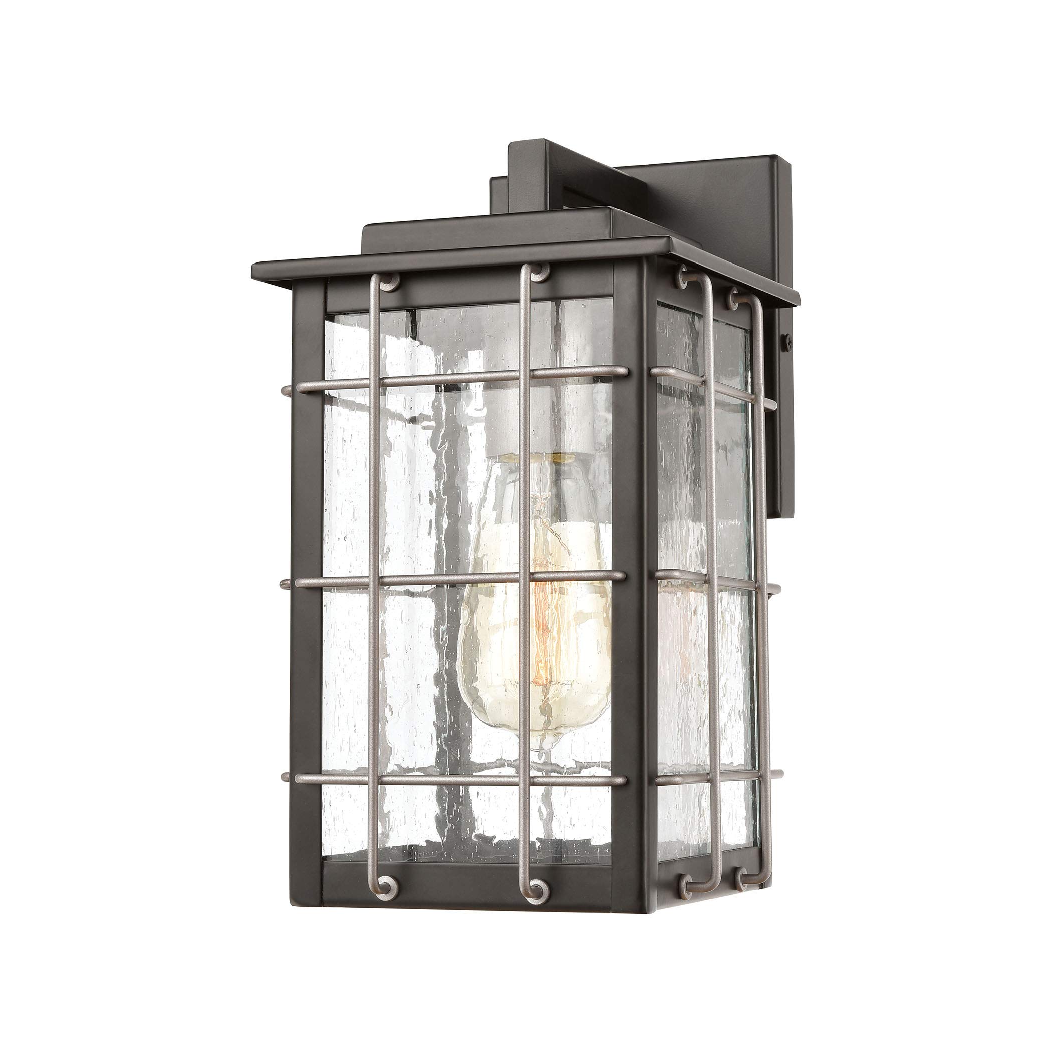 Brewster Matte Black 1-Light Wall Sconce with Seedy Glass Shade - Perfect for Bedroom, Hallway, and Entryway Lighting