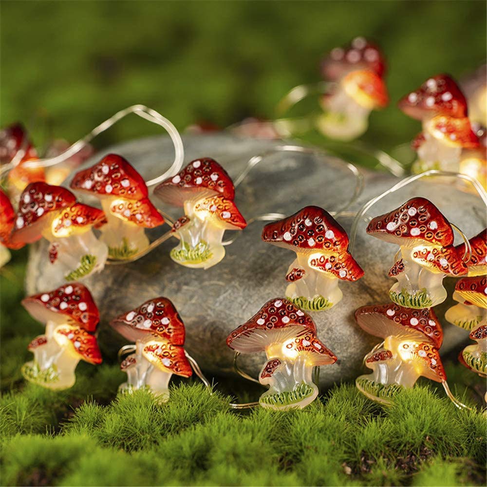 30LED Mushroom String Lights - 9.8FT Battery Operated Fairy Lights for Indoor & Outdoor Christmas, Party, Wedding, Hawaiian Decorations - Perfect for Garden, Patio, Bedroom, and Holiday Celebrations
