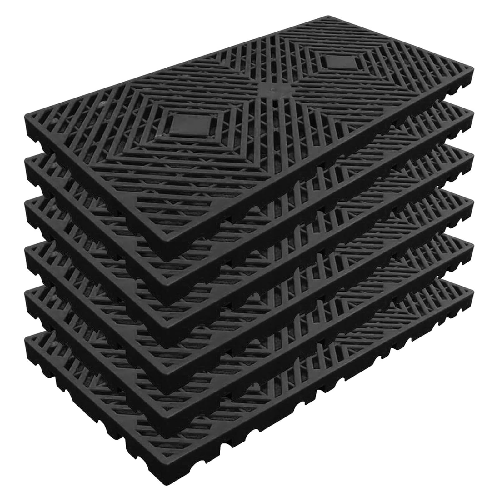 6 Pcs Breathable Grid Ventilation Plastic Pallets - Lightweight Moisture-Proof Waterproof Nestable Floor Pallets, HDPE Wear-Resistant Storage Pads for Garage, Basement, Kitchen, Supermarket, Closet Platform | Ideal for Storage, Organization & Industrial Use