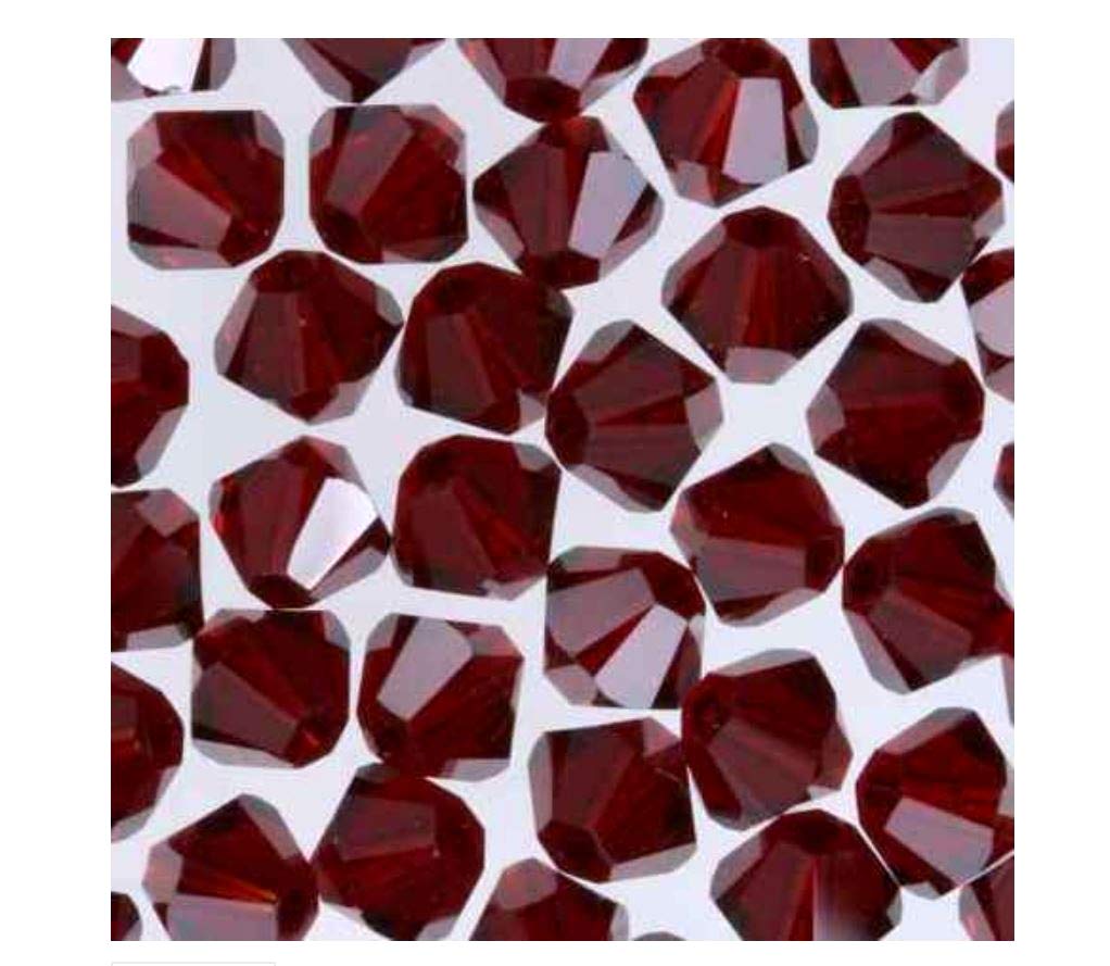 100pcs Authentic Preciosa 3mm (0.12 Inch) Small Faceted Bicone Crystal Loose Beads Siam Red - Compatible with Swarovski 5301/5328 - DIY Jewelry Making, Bracelets, Necklaces, Earrings & Craft Projects - Pre-B305