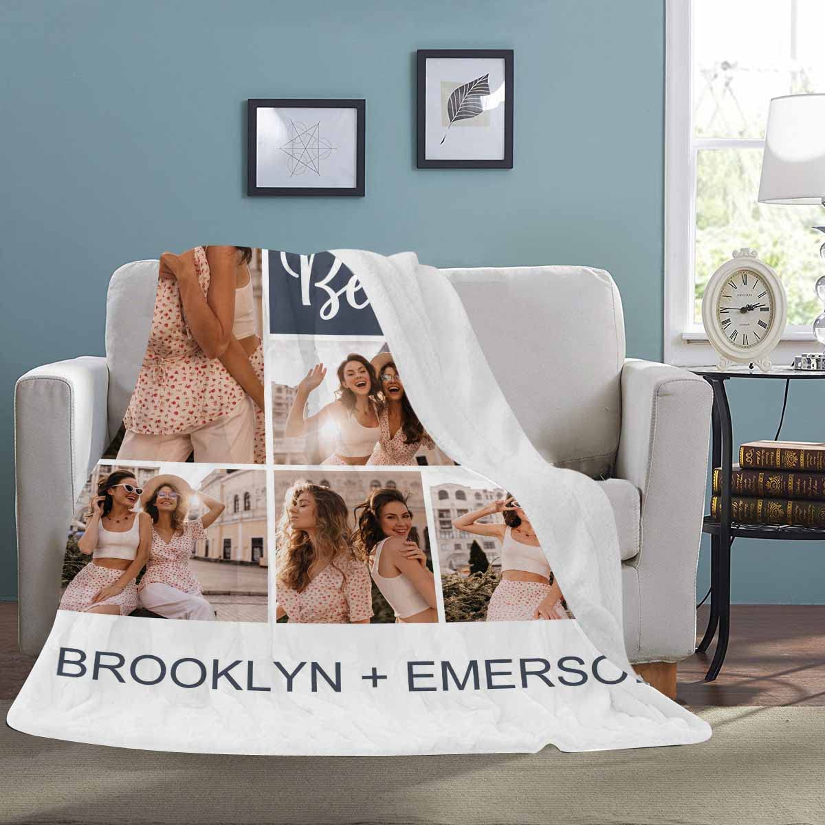 Personalized Best Friends Photo Blanket - Custom Fleece Throw 50