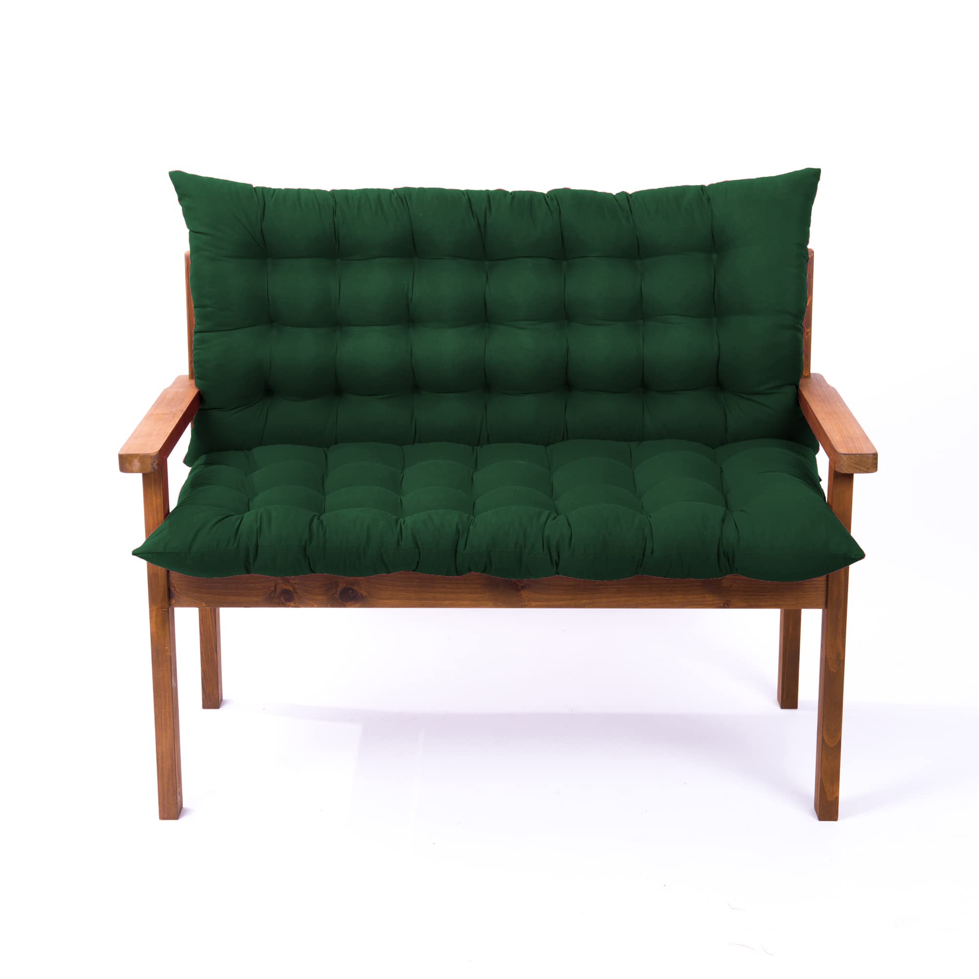2-3 Seater Outdoor Bench Cushions with Backrest & Ties - 40x40 Inch Green Patio Swing Seat Pads for Garden Furniture, Wicker Chairs & Loungers - Perfect for Backyard, Deck, Porch & Poolside Relaxation