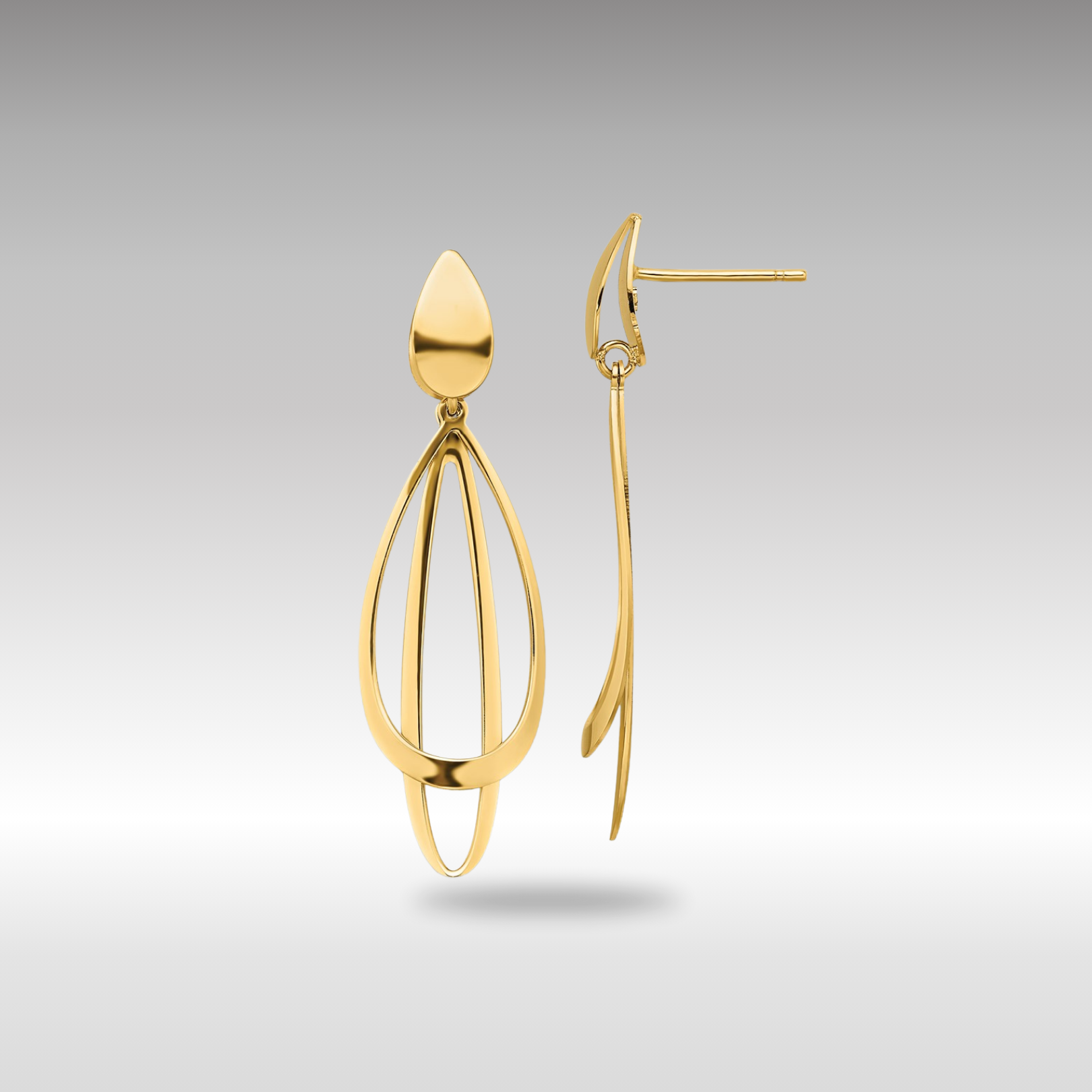 14K Gold Leslie's Polished & Brushed Post Dangle Earrings (Model LE2150) - Elegant Everyday Wear & Special Occasion Jewelry Gift
