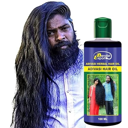 **Adivasi Herbal Hair Oil for Hair Growth & Fall Control - 100% Natural & Original (100ml) - Promotes Thicker, Stronger Hair for Men & Women - Perfect for Daily Scalp Massage & Hair Care Routine**