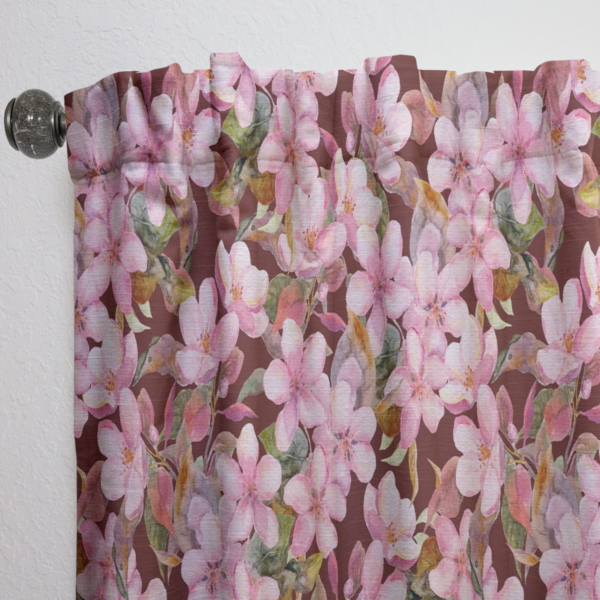 DesignQ Pink Blossom Floral Blackout Curtains - Thermal Insulated Single Panel 52x95 Inches - Elegant Window Treatments for Bedroom & Living Room (Perfect for Home Decor, Privacy & Light Control)