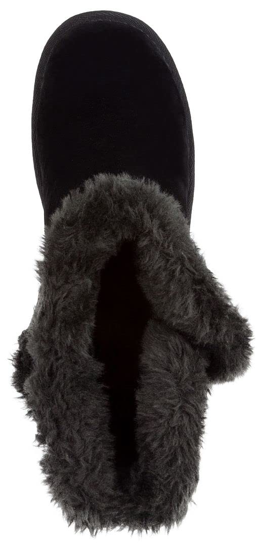 Women's Sugar Poppy Faux Suede Winter Snow Boots - Black Size 7 Medium (B,M) | Warm Comfortable Booties for Cold Weather, Snow Days & Winter Fashion