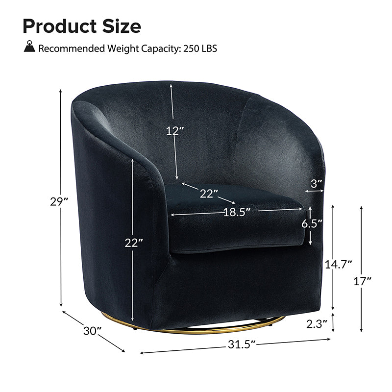 Emanuela Velvet Swivel Barrel Armchair - Modern Accent Chair for Living Room, Bedroom & Office - 360° Rotating Comfortable Lounge Chair with Soft Upholstery - Perfect for Reading, Relaxing & Home Decor