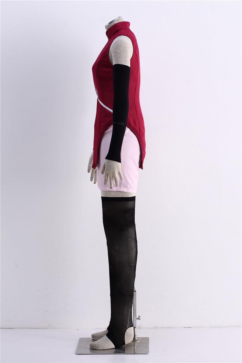 Anime Cosplay Red Cheongsam with Black Sleeves & Stockings - Women's Sexy Halloween Costume for Cosplay, Parties & Themed Events