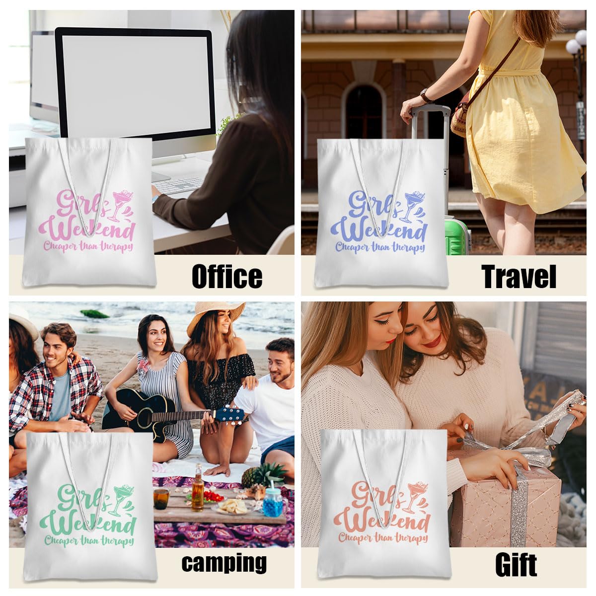 Stylish Canvas Tote Bag for Women - Perfect Gift for Girls Trip, Weekend Getaway & Beach Vacation - Durable & Fashionable Carryall for Travel, Shopping & Daily Use
