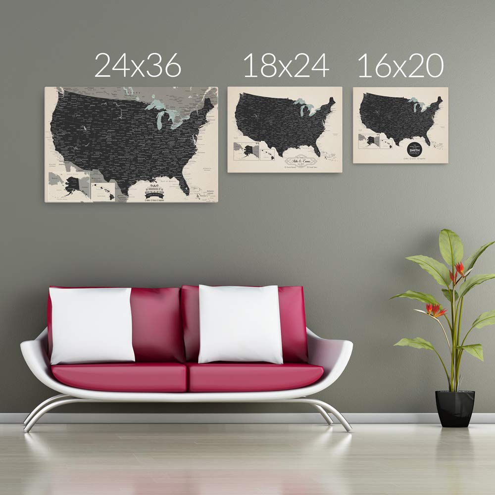 United States Push Pin Map - Custom Travel Tracker & US Travel Pin Board | Perfect for RV Gifts, Home Décor & Adventure Planning