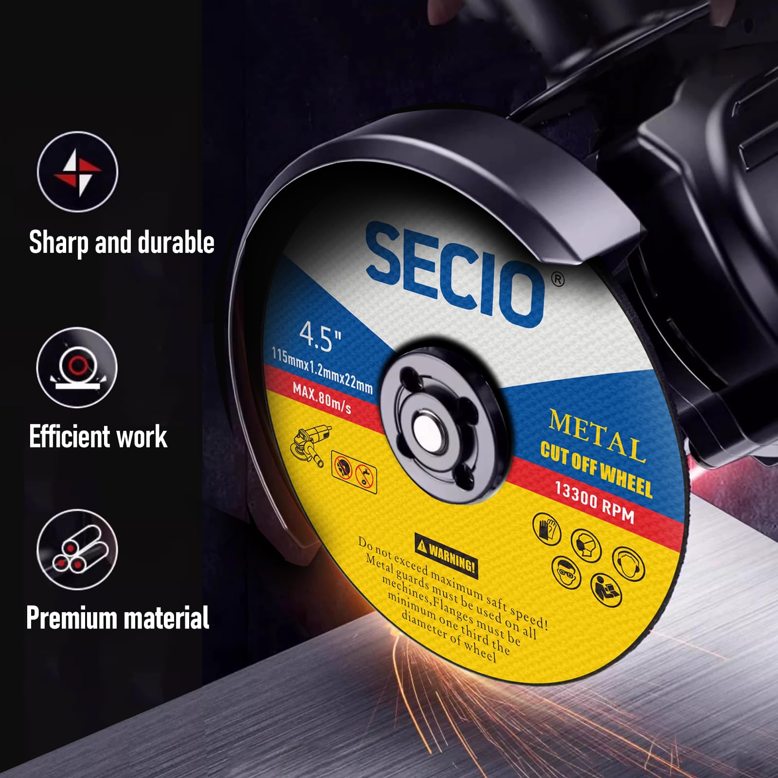 4.5 Inch Metal & Stainless Steel Cut Off Wheels - 55 Pack Angle Grinder Cutting Discs for DIY, Construction, and Metal Fabrication Projects