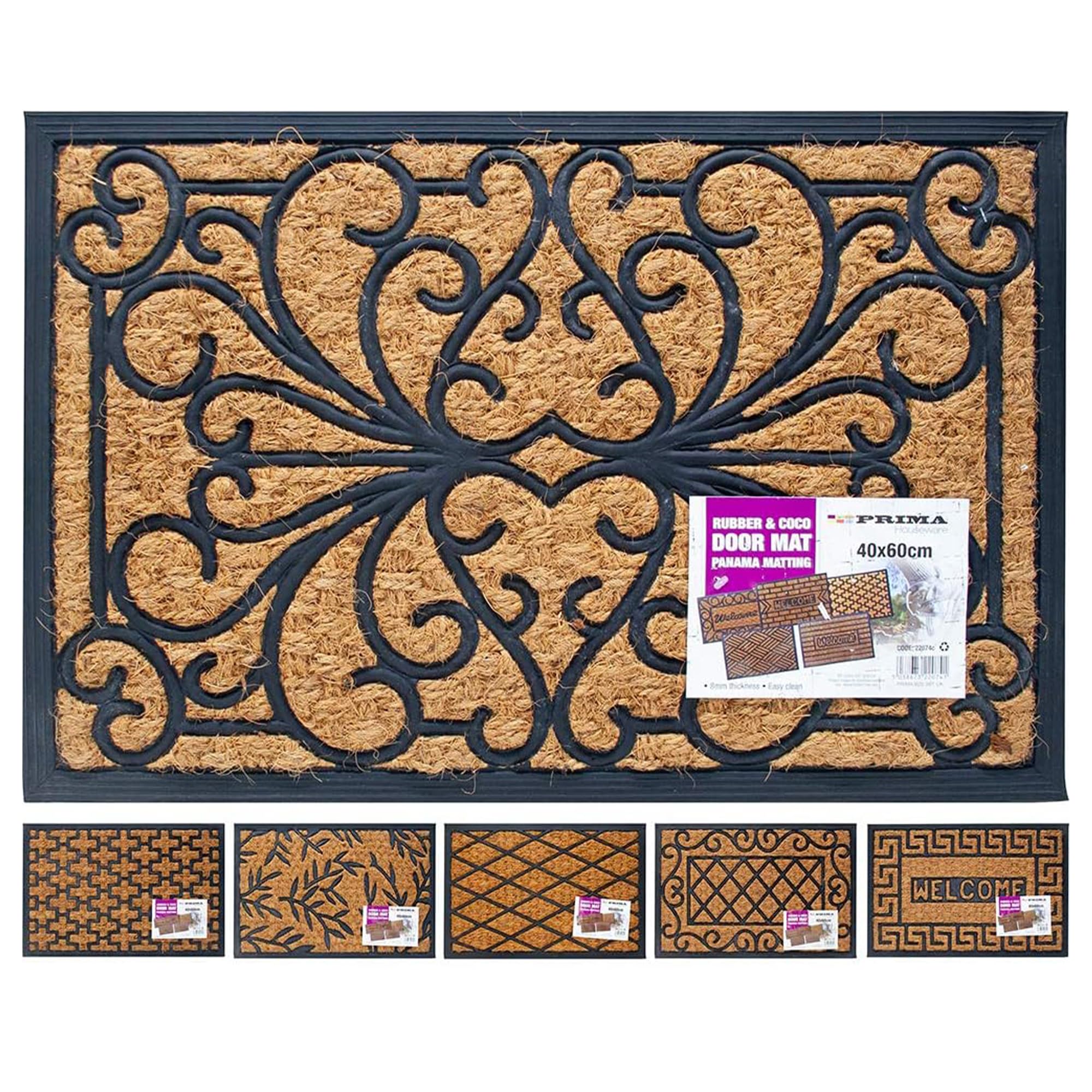 Non-Slip Outdoor Panama Door Mat 40x60cm - Durable Rubber & Natural Coir Welcome Mat for Porch, Entrance, Home - Waterproof & Weather-Resistant for All Seasons (Ideal for Front Door, Patio, Deck)
