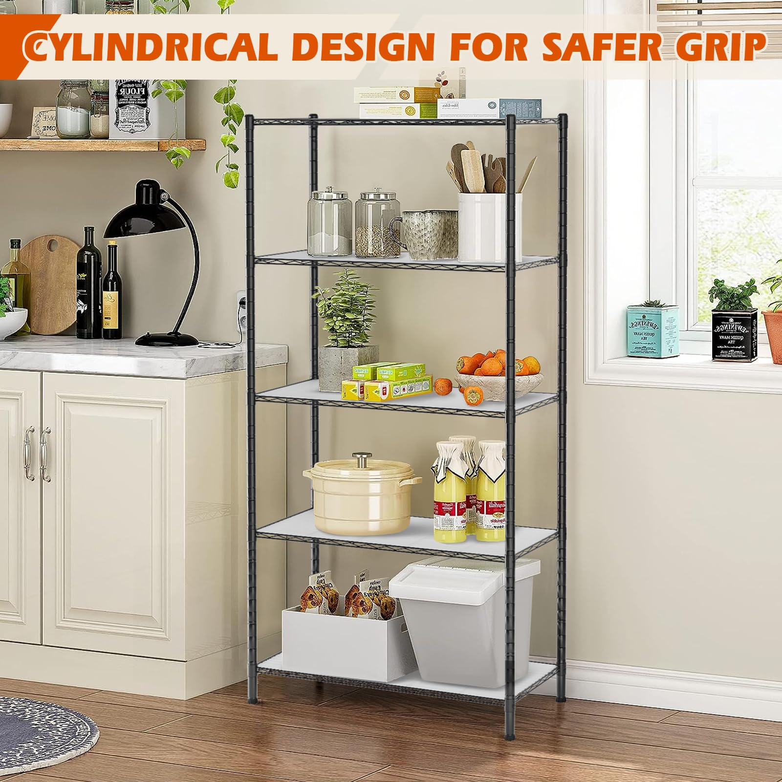 5-Tier Heavy Duty Storage Shelves - Adjustable Steel Garage Shelving Unit with 150 lbs Capacity, 30