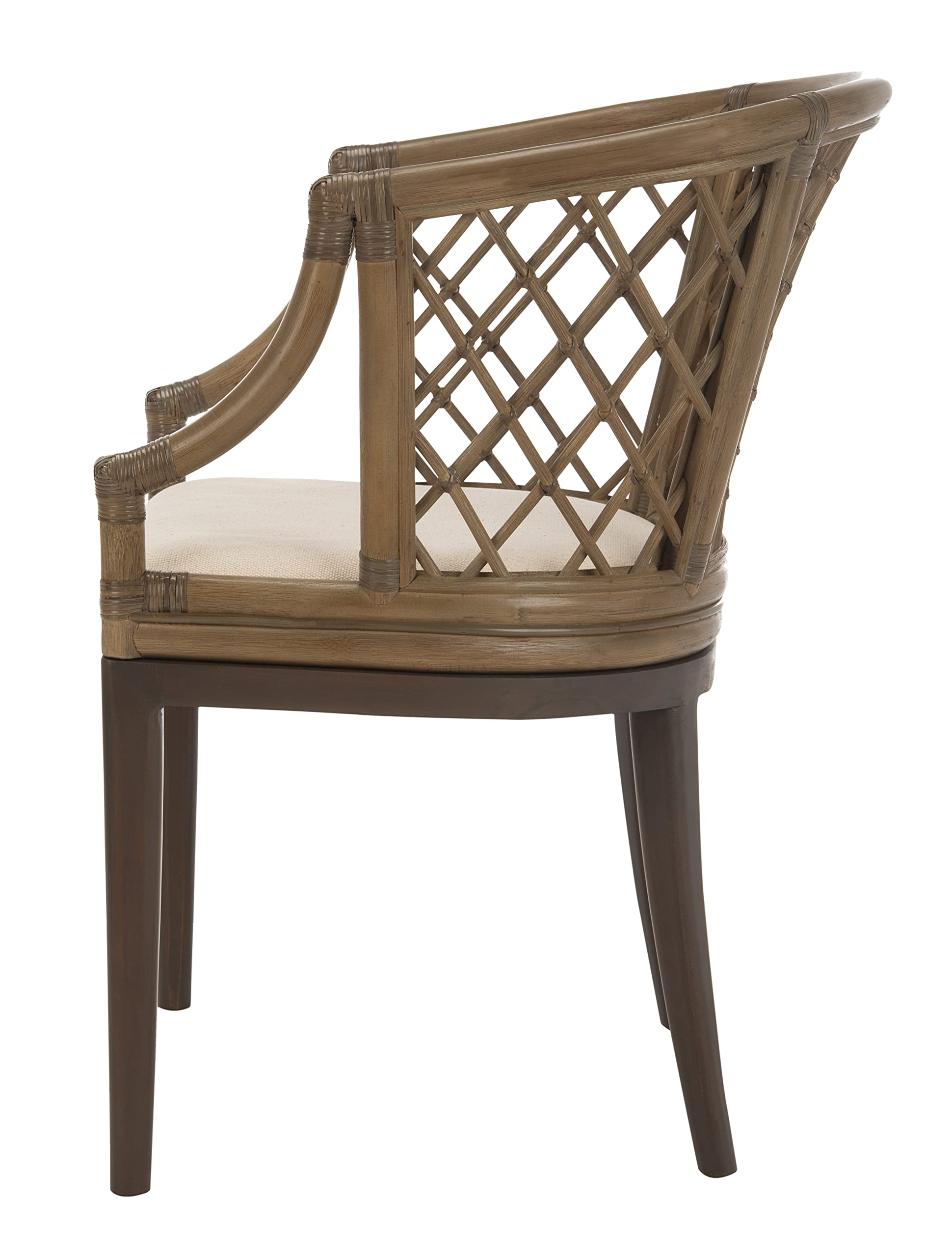 Safavieh Home Collection Carlotta Arm Chair in Griege - Modern Upholstered Accent Chair for Living Room, Bedroom & Office Decor