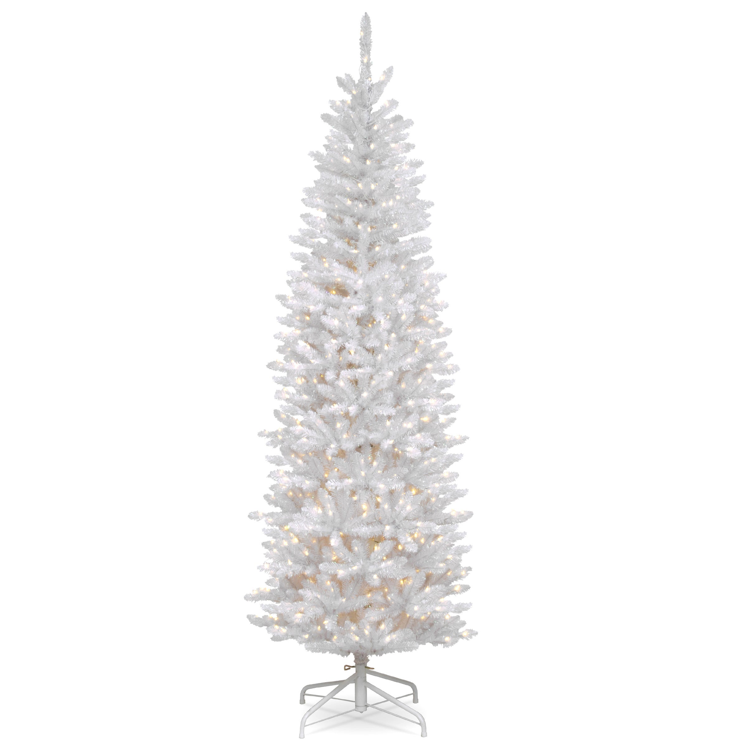 7 ft Pre-Lit Kingswood Fir White Pencil Christmas Tree with 500 Clear LED Lights - Perfect for Living Room, Office & Holiday Decor