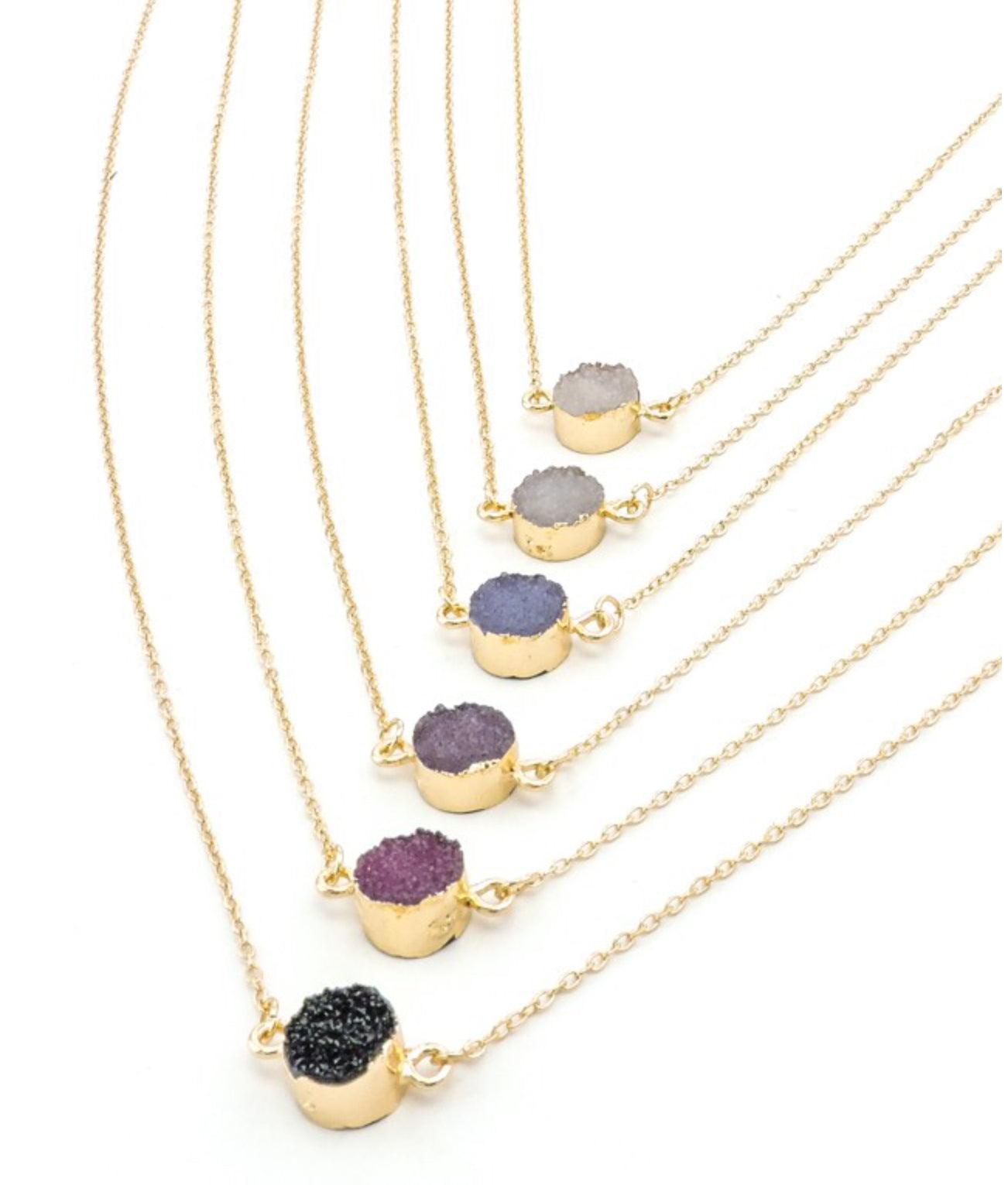 Druzy Dainty Necklace for Women - Elegant Crystal Pendant Jewelry - Perfect for Everyday Wear, Date Night & Special Occasions