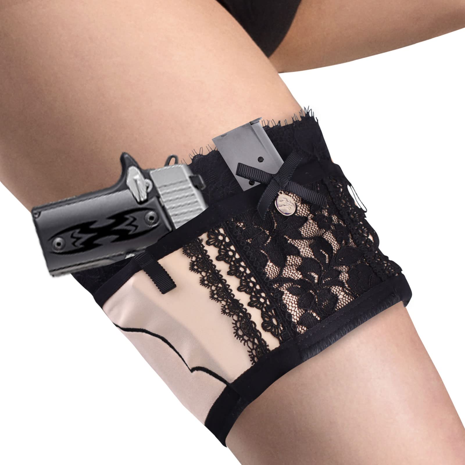 Women's Iron Regina Thigh Holster - Concealed Carry Gun Holster for Pistols - Universal Leg Holster Fits Glock 26, S&W Shield, P380, Sig P238, Sauer P365 & Similar Guns - Perfect for Outdoor Activities, Hiking, and Self-Defense