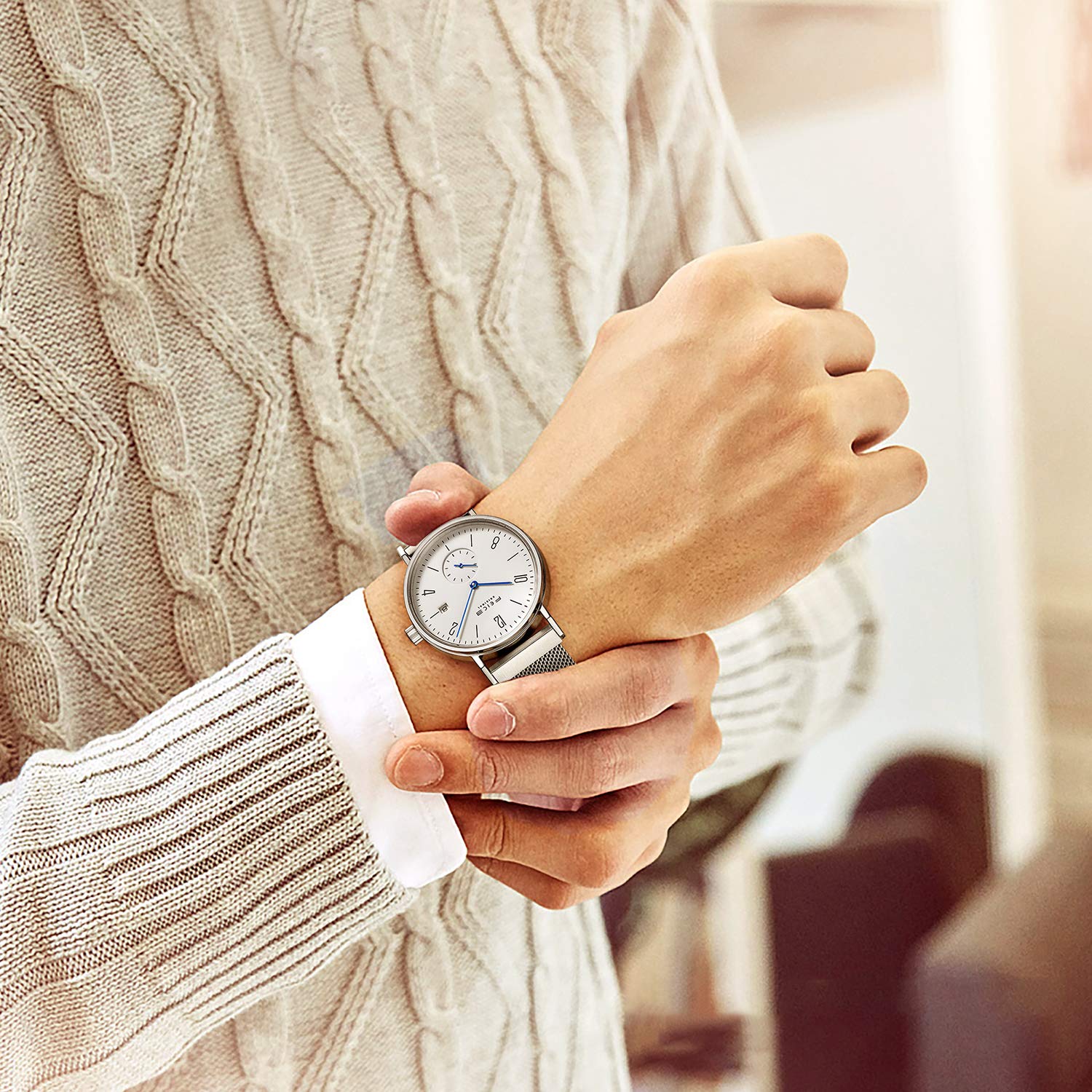 FEICE Bauhaus Automatic Watch for Men & Women - Waterproof Sapphire Crystal Analog Mechanical Watch - Unisex Minimalist Design for Business, Casual & Formal Occasions