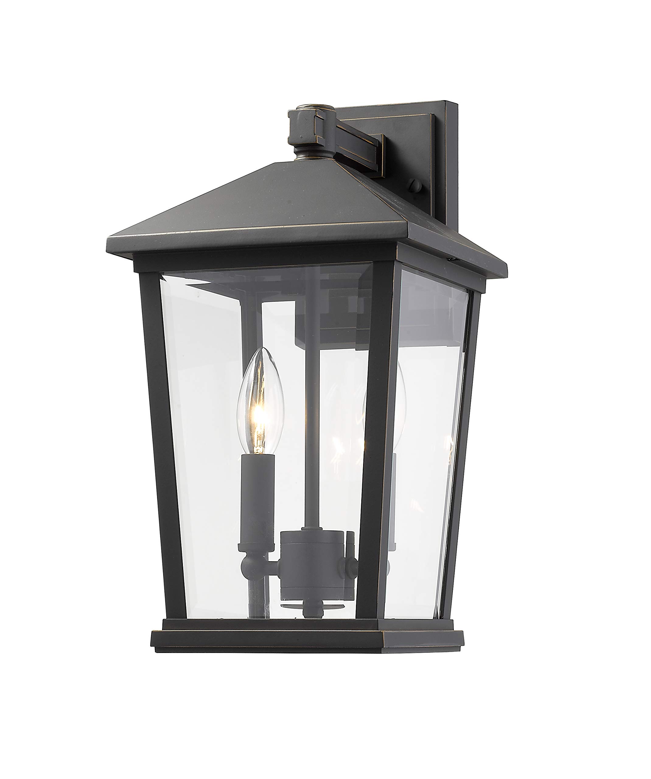 Beacon 2 Light Outdoor Wall Sconce - Oil Rubbed Bronze Finish - Weatherproof Exterior Lighting for Porch, Patio & Entryway