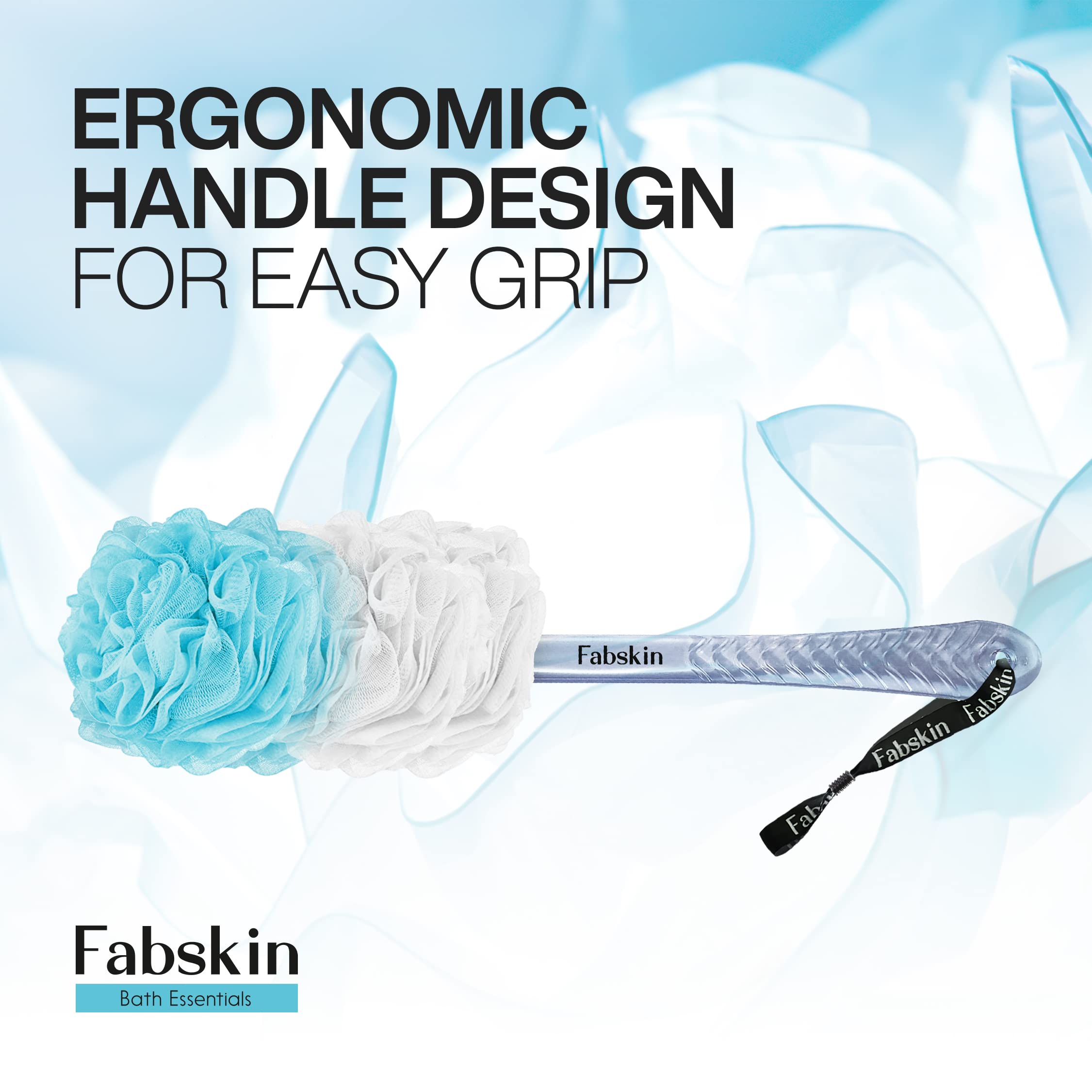 Premium Long Handle Bath Brush & Loofah Scrubber for Men & Women - Exfoliating Body Brush with Ergonomic Design for Back Cleansing | Made in India (Blue) | Perfect for Shower, Spa & Deep Skin Exfoliation
