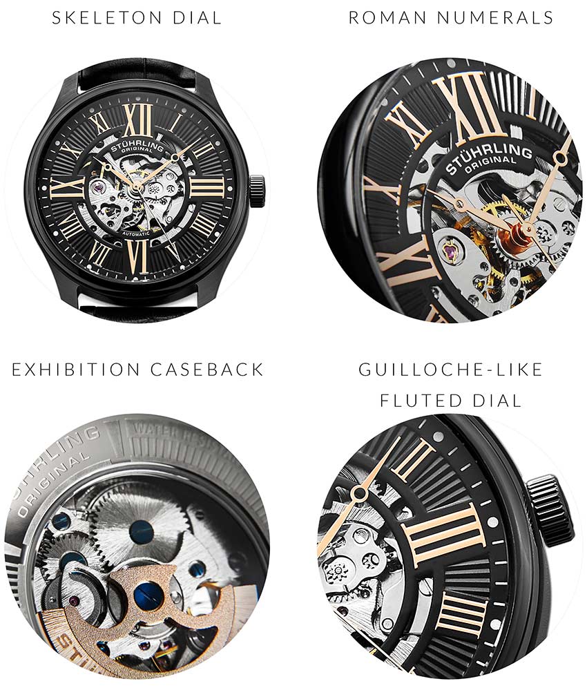 Atrium 3942 & 3942M Automatic 42mm Skeleton Watch for Men - Luxury Stainless Steel Mechanical Timepiece - Perfect for Business, Formal Events & Everyday Wear