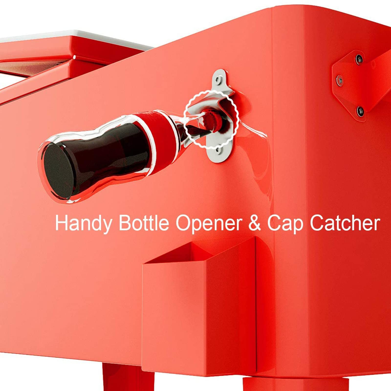 Giantex 80 Quart Rolling Cooler Cart with Wheels - Steel Outdoor Patio Cooler with Locking Wheels, Bottle Opener & Drain Plug - Portable Ice Chest for Party, BBQ, Camping, Beach & Tailgating (Red)