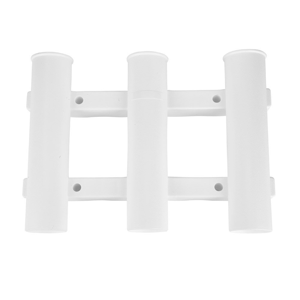 GOTOTOP 3-Rod Fishing Rod Holder Bracket - Side Mount Tube Rack for Boat, Kayak, Garage, Truck Storage - Includes Mounting Screws - White - Perfect for Anglers & Outdoor Enthusiasts