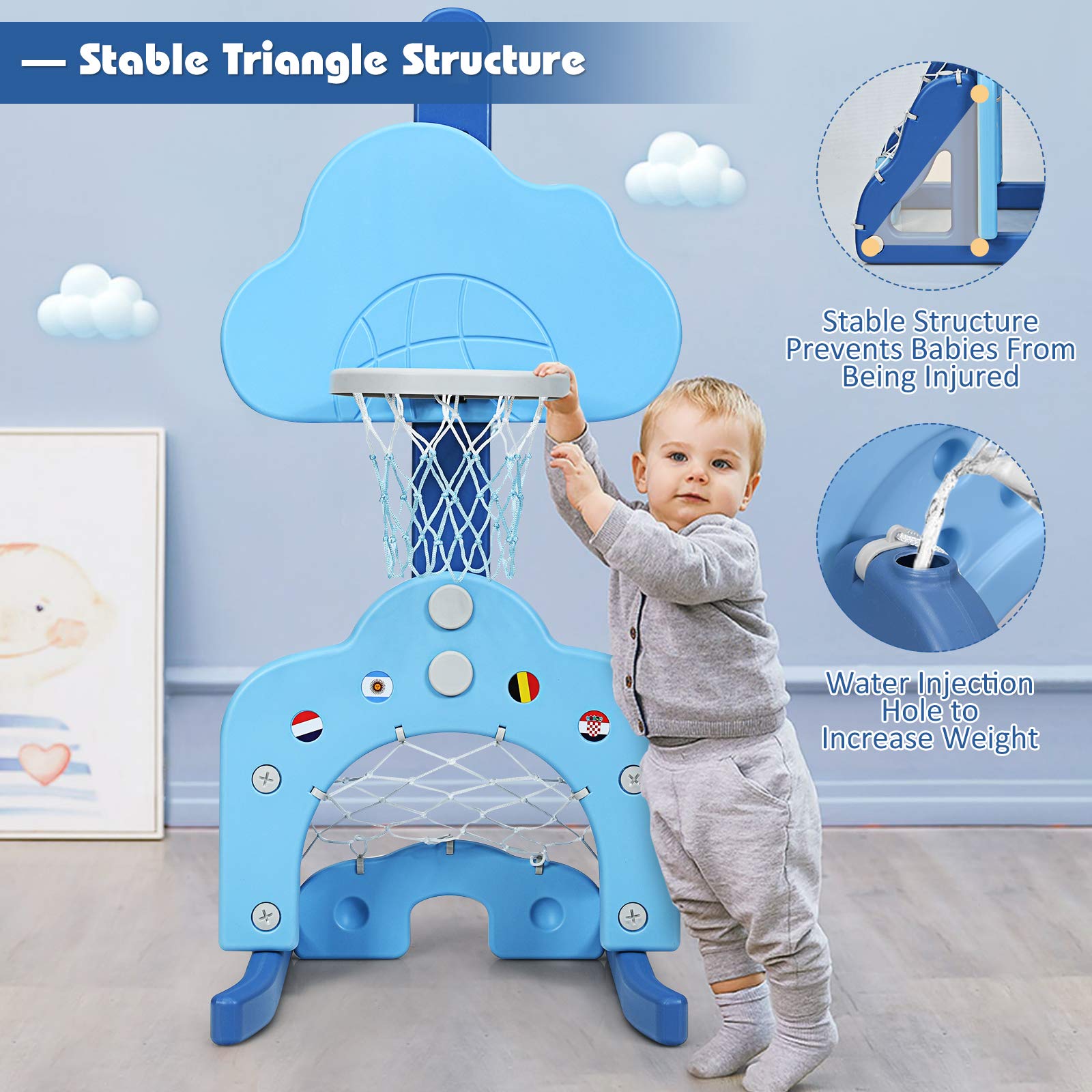 Costzon Adjustable Kids Basketball Hoop Set - Indoor/Outdoor Sports Toy for Toddlers - Best Gift for Boys & Girls
