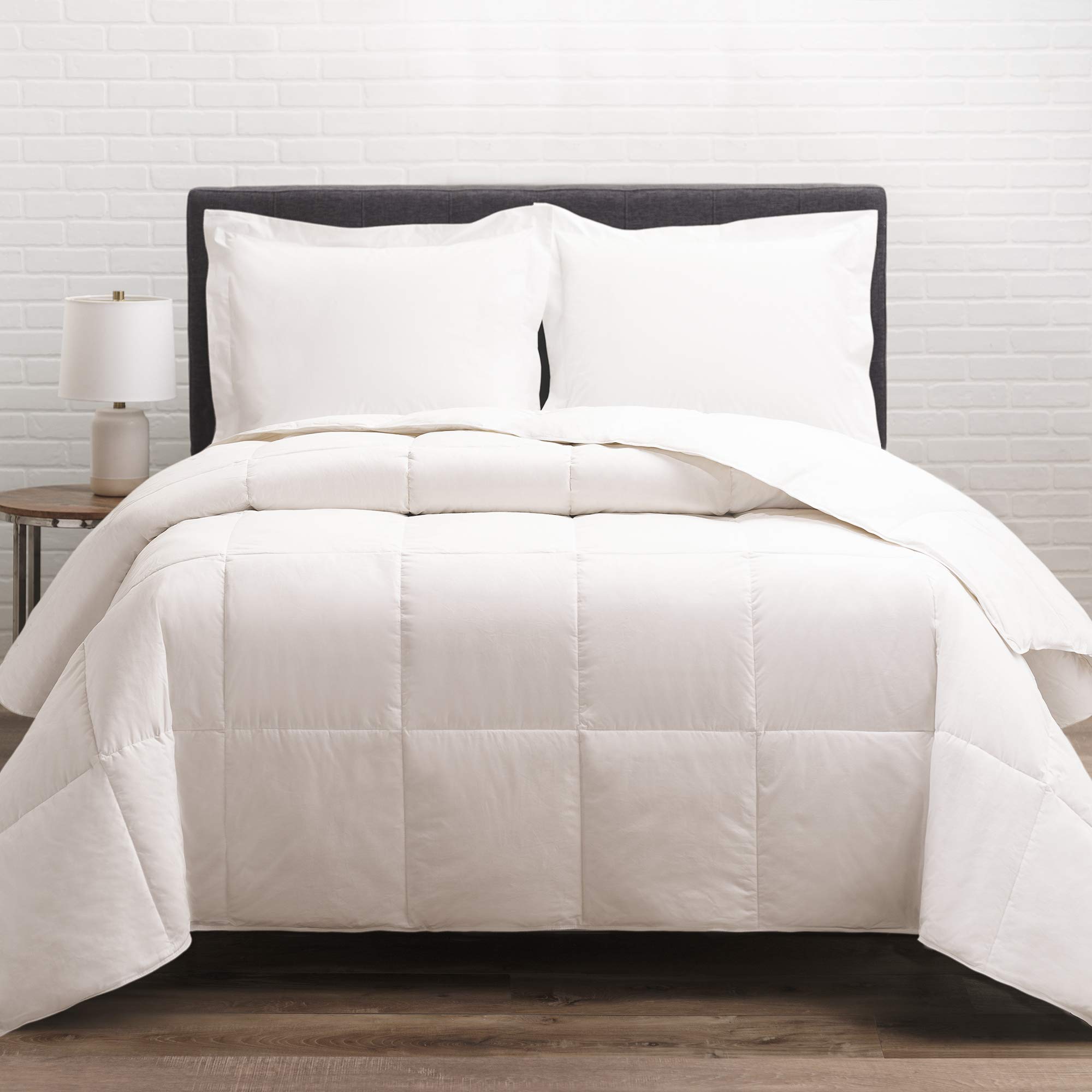 Allied Essentials Cotton Twill Down Comforter - Queen Size White Bedding for Winter Warmth & Luxury Comfort - Perfect for Master Bedrooms, Guest Rooms & Cozy Nights