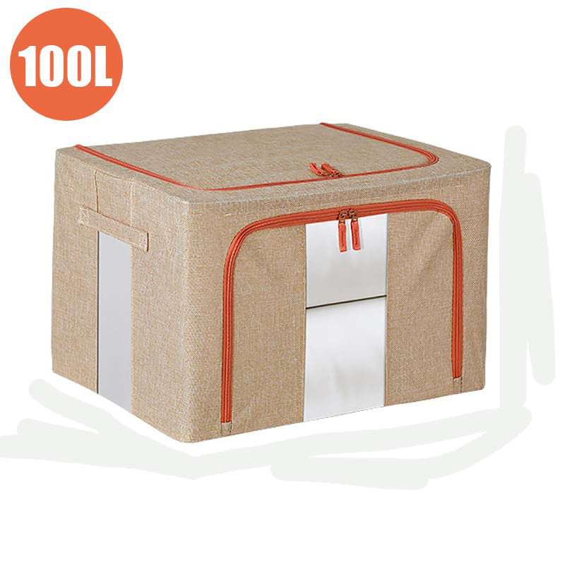 100L Large Cloth Storage Box - Foldable Closet Organizer for Clothes, Blankets & Seasonal Items | Wardrobe Storage Bags | Space Saving Home Organization Solution (Cream) | Perfect for Bedroom, Closet & Travel Storage