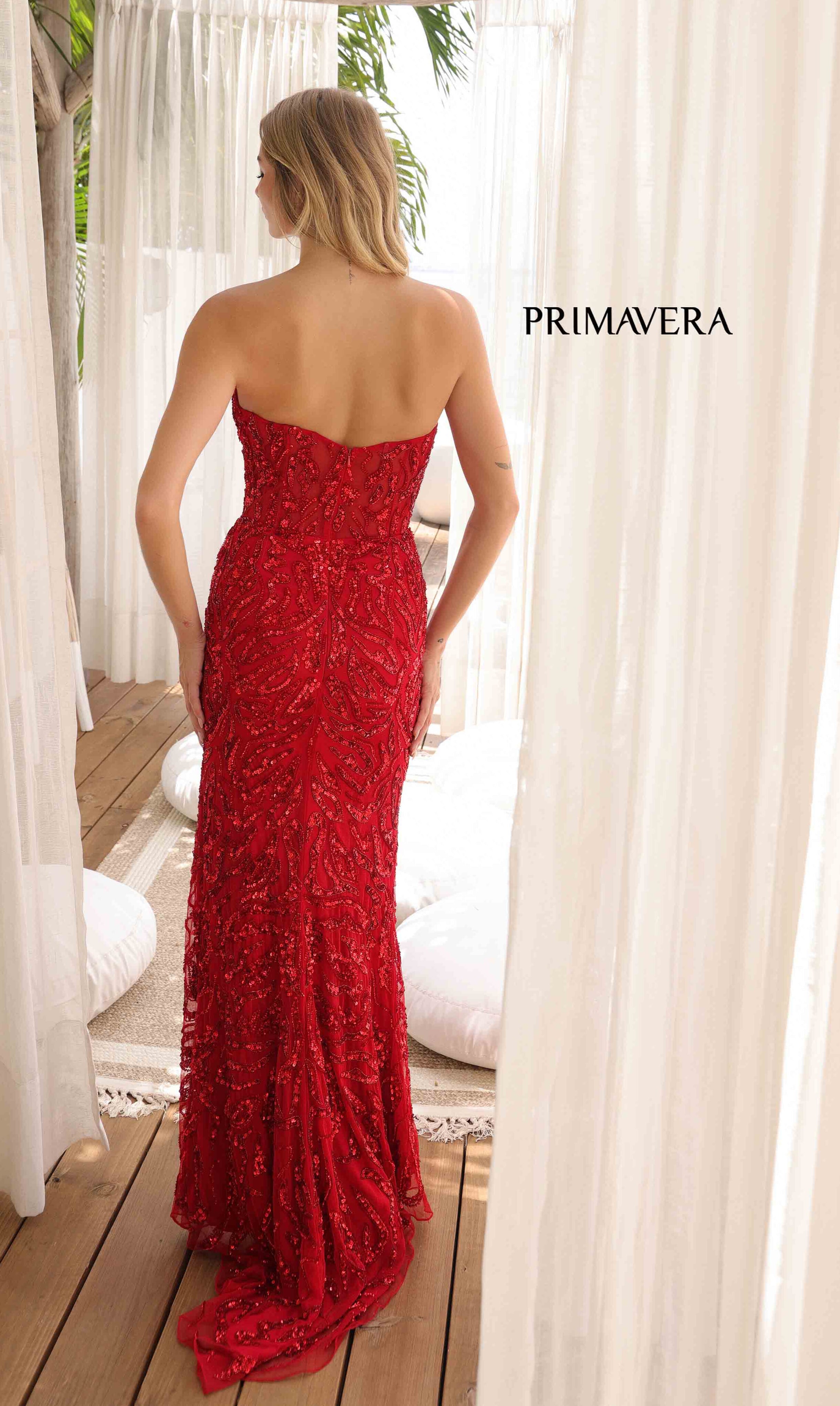 Primavera Strapless Sequin & Beaded Long Evening Gown for Women - Perfect for Prom, Wedding, and Formal Events