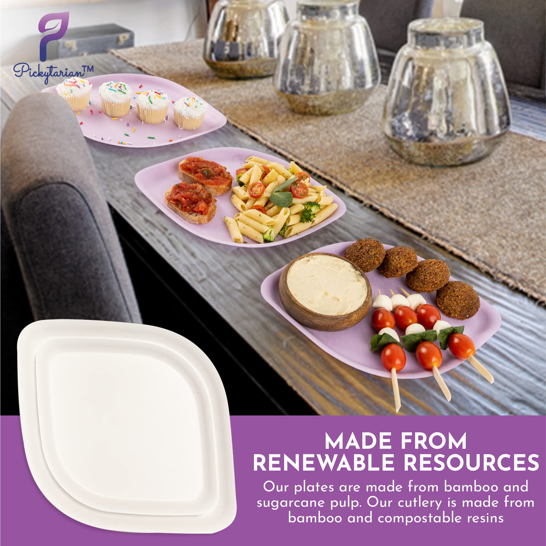 Premium 250-Piece Bamboo Disposable Plate Set for Parties, Weddings & Catering - 8