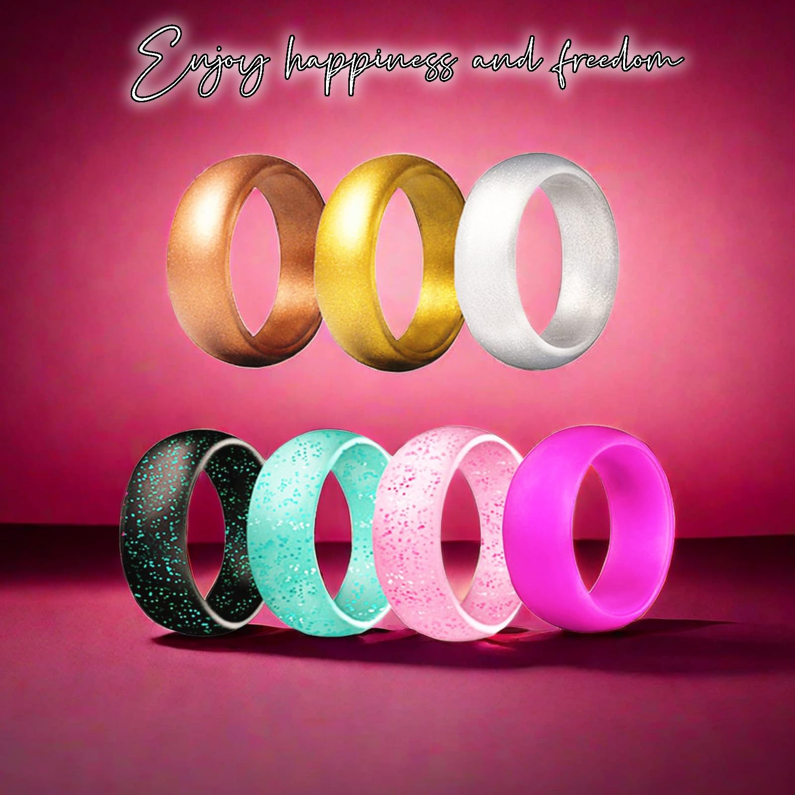 Silicone Wedding Bands for Women - 5.7mm Wide, 2mm Thick - Gym & Swimming