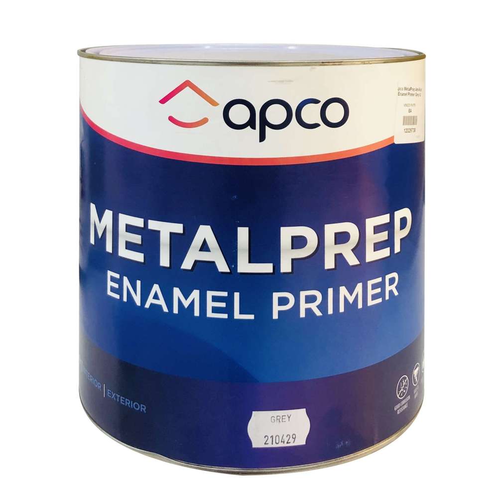 Apco MetalPrep Anti-Rust Enamel Primer Grey 4L (1 Gallon) - High-Performance Rust Inhibitor for Metal Surfaces, Industrial & DIY Projects