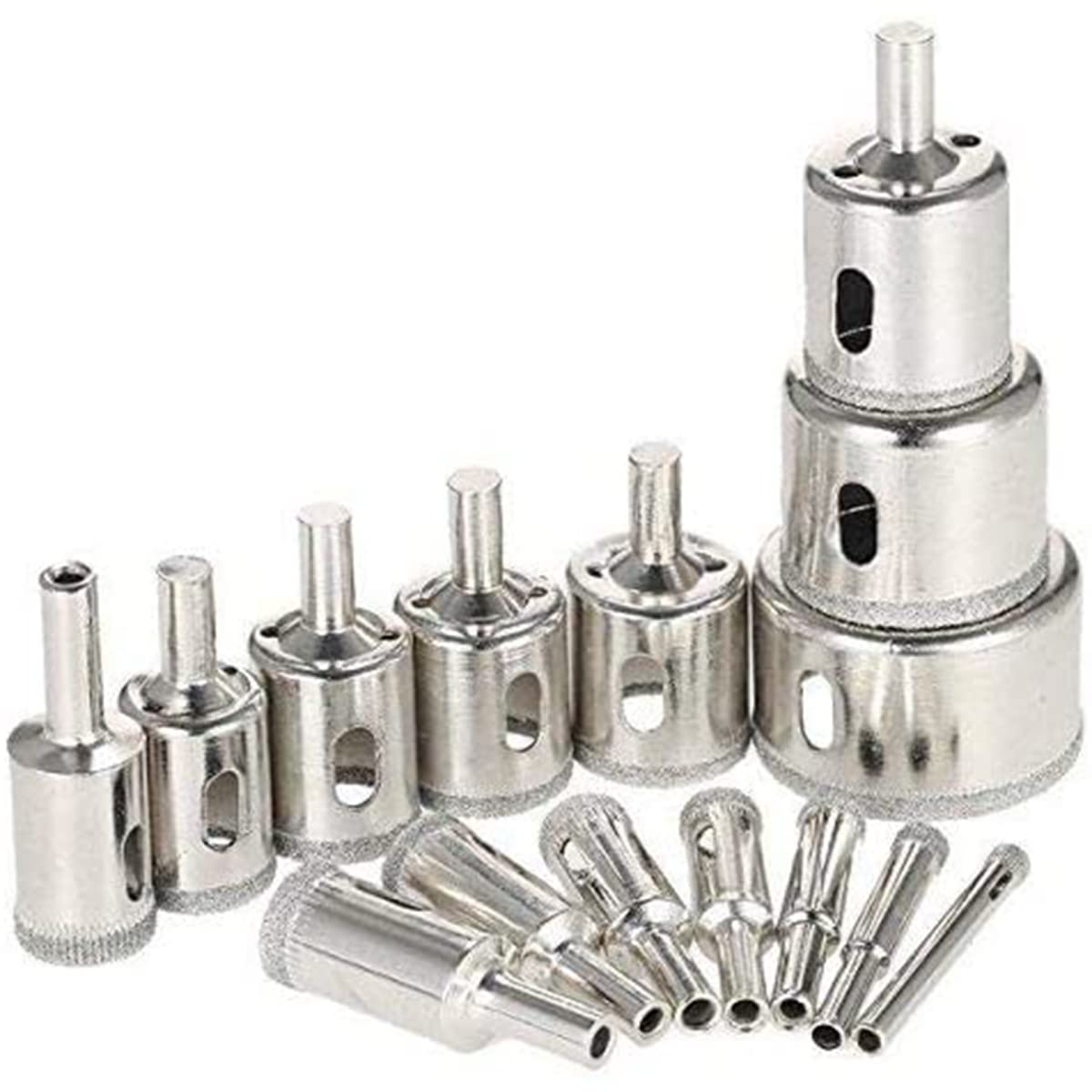 LepoHome 15 PCS Diamond Drill Bit Set for Ceramic, Glass & Porcelain Tile - Hollow Core Hole Saw (1/4