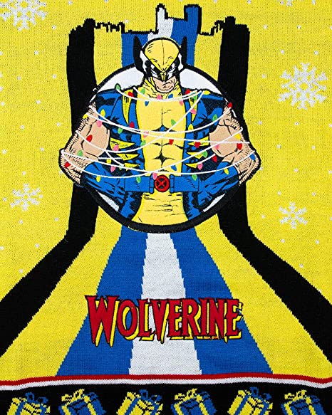 Marvel Wolverine Christmas Tree Lights Ugly Sweater - XS Size | Festive Holiday Party & Cosplay Outfit