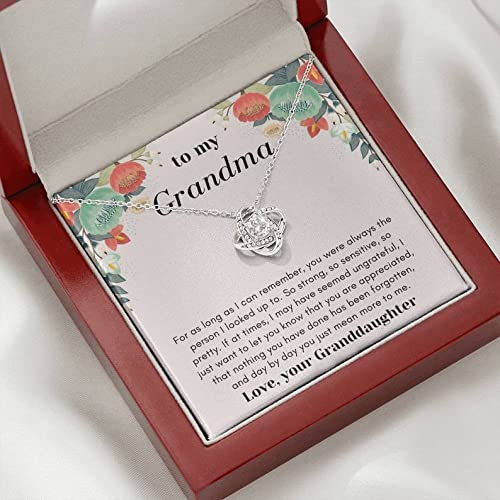 Grandma Necklace - Love Knot Jewelry Gift for Grandmother with Card & Box | Birthday & Special Occasions