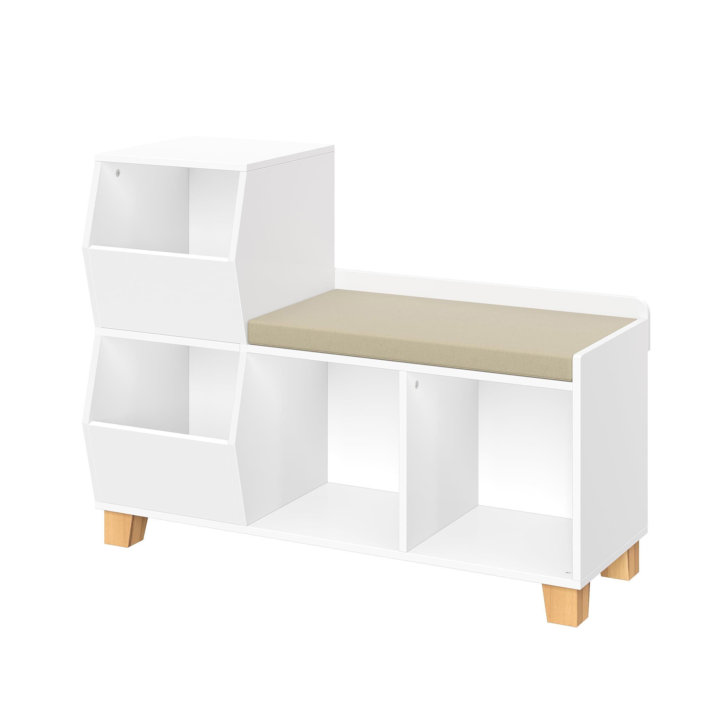 RiverRidge Kids Toy Storage Organizer Bench with 6 Cubbies & Toy Bins - Playroom Organization Furniture for Toys, Books & Games - White - Perfect for Bedroom, Playroom & Daycare Storage Solutions