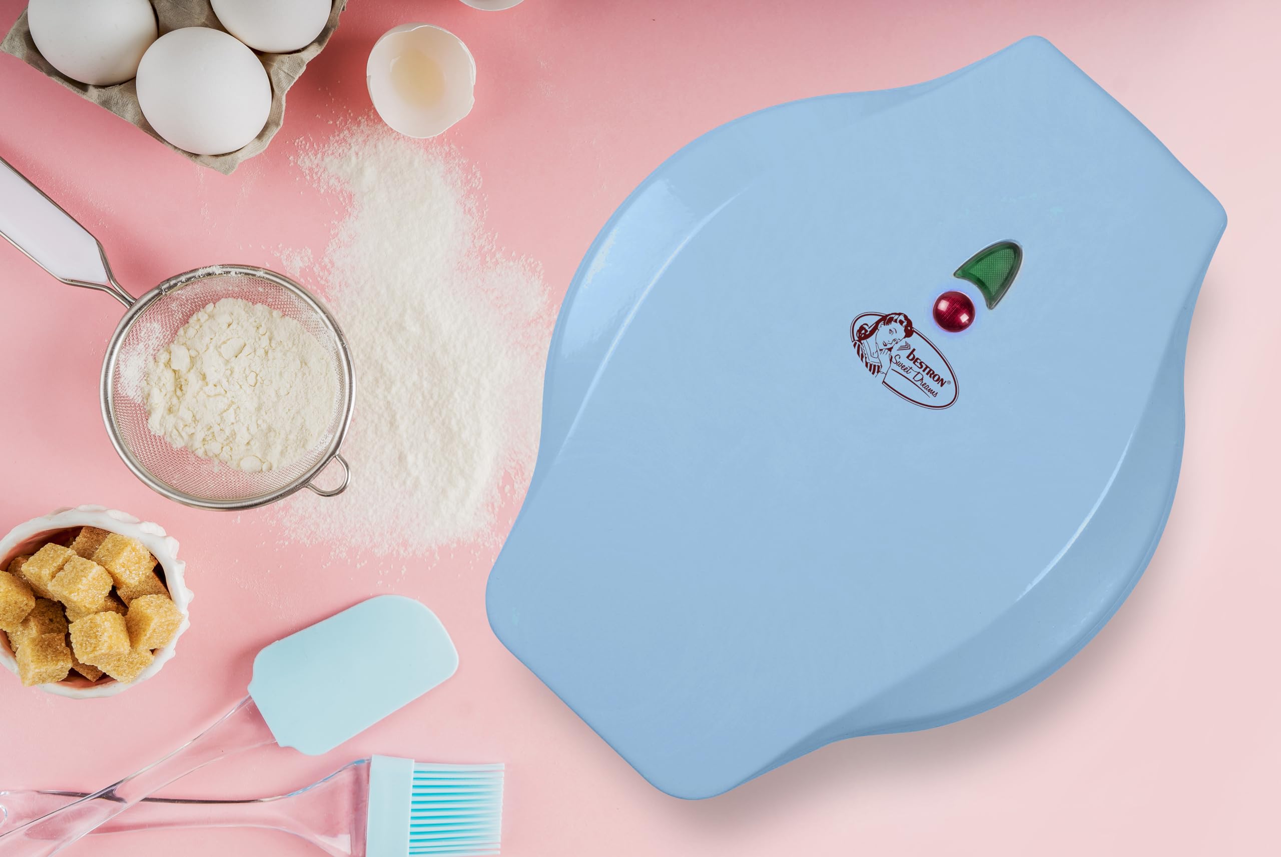 Bestron Animal Shaped Mini Waffle Maker for Cookies - 700W Non-Stick Coating with LED Indicator, Blue - Perfect for Kids' Breakfast, Party Snacks & Holiday Treats