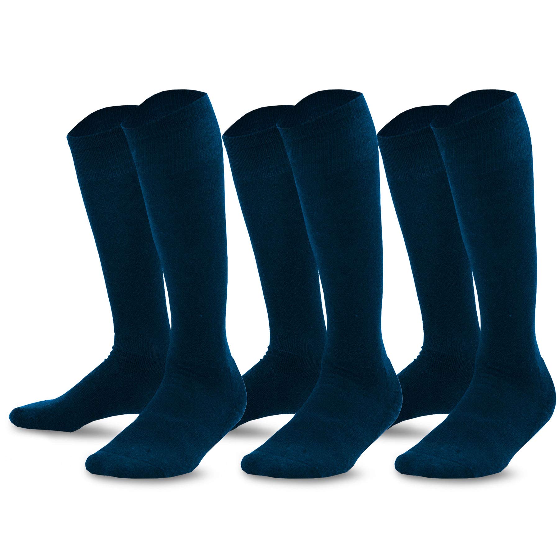 Breathable Cotton & Bamboo Sports Socks for Soccer, Softball, Baseball, Tennis - Unisex Tube Socks for Kids, Teens, Women & Men (3 Pairs) - Perfect for Training, Games & Everyday Active Wear