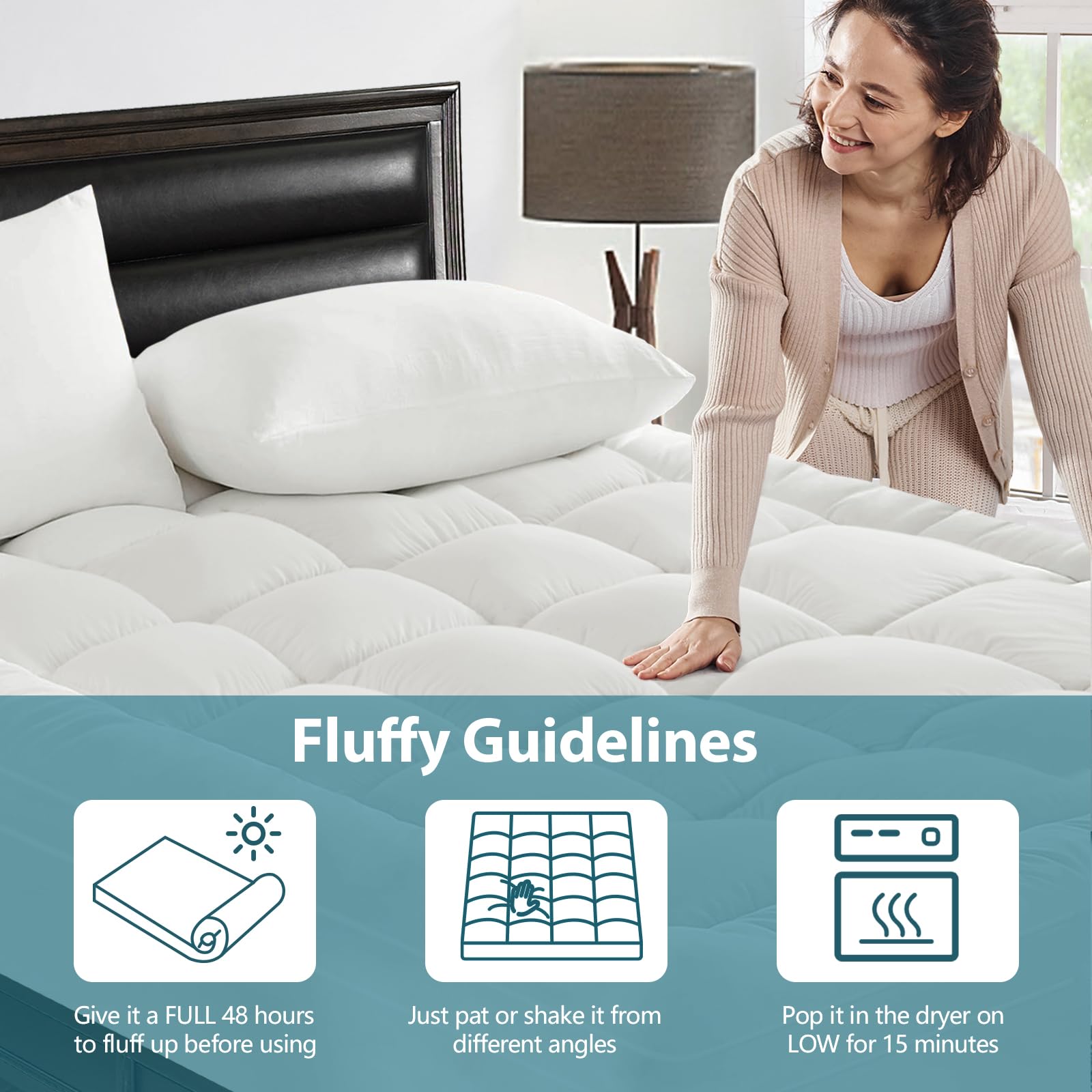 CYMULA Twin XL Mattress Topper - Cooling Soft Mattress Pad for College Dorm & Guest Room - Extra Thick Pillow Top Cover for Back Pain Relief (8-21