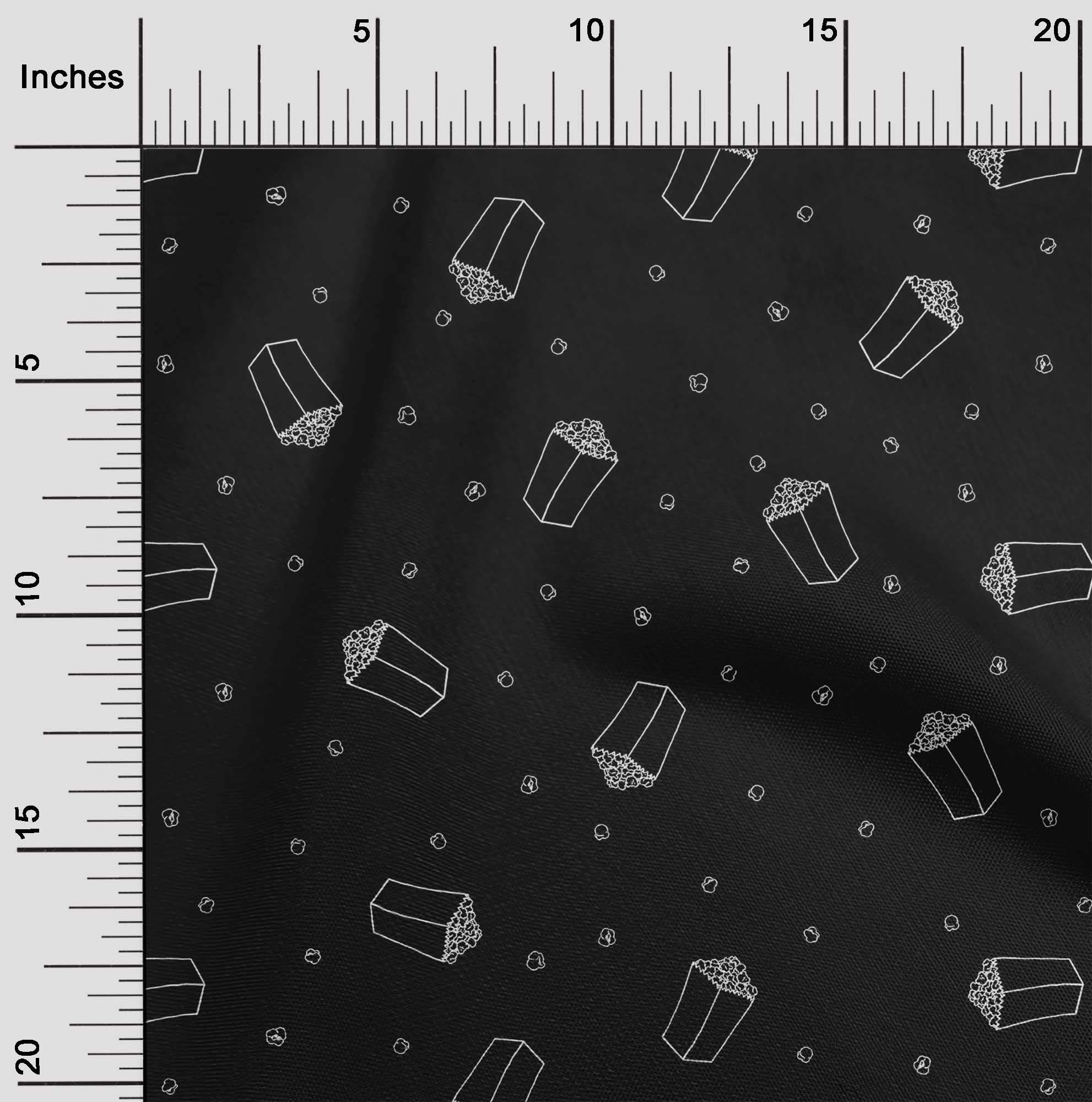 oneOone Polyester Spandex Black Retro Popcorn Print Fabric - 56 Inch Wide Stretch Material for DIY Clothing, Quilting & Home Decor Projects | Soft Textured Fabric for Dresses, Curtains & Crafting