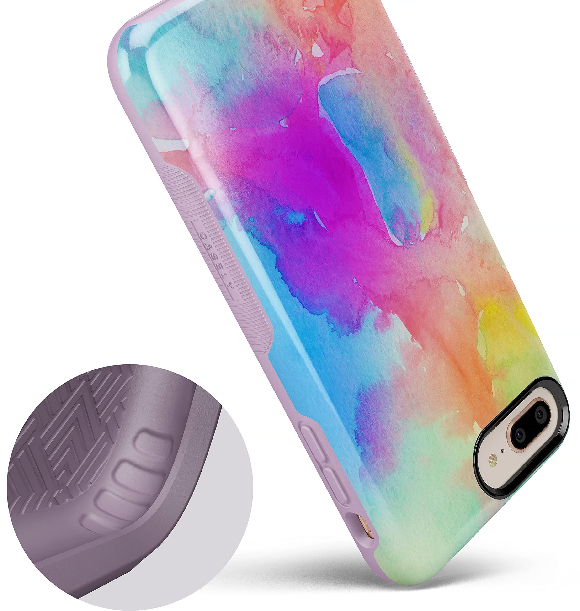 Casely iPhone 6/7/8 Plus Case - Cute Rainbow Marble Phone Cover | Protective Slim Fit Shockproof Case for Women & Girls | Perfect for Everyday Use, Work & School