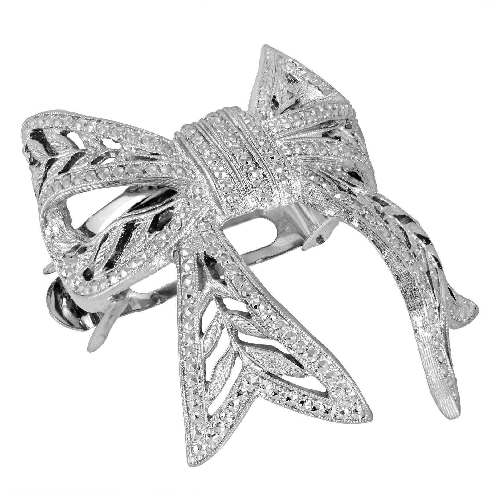1928 Vintage Filigree Bow Hair Clip - Elegant Ponytail Holder for Women, Perfect for Weddings, Parties & Everyday Style
