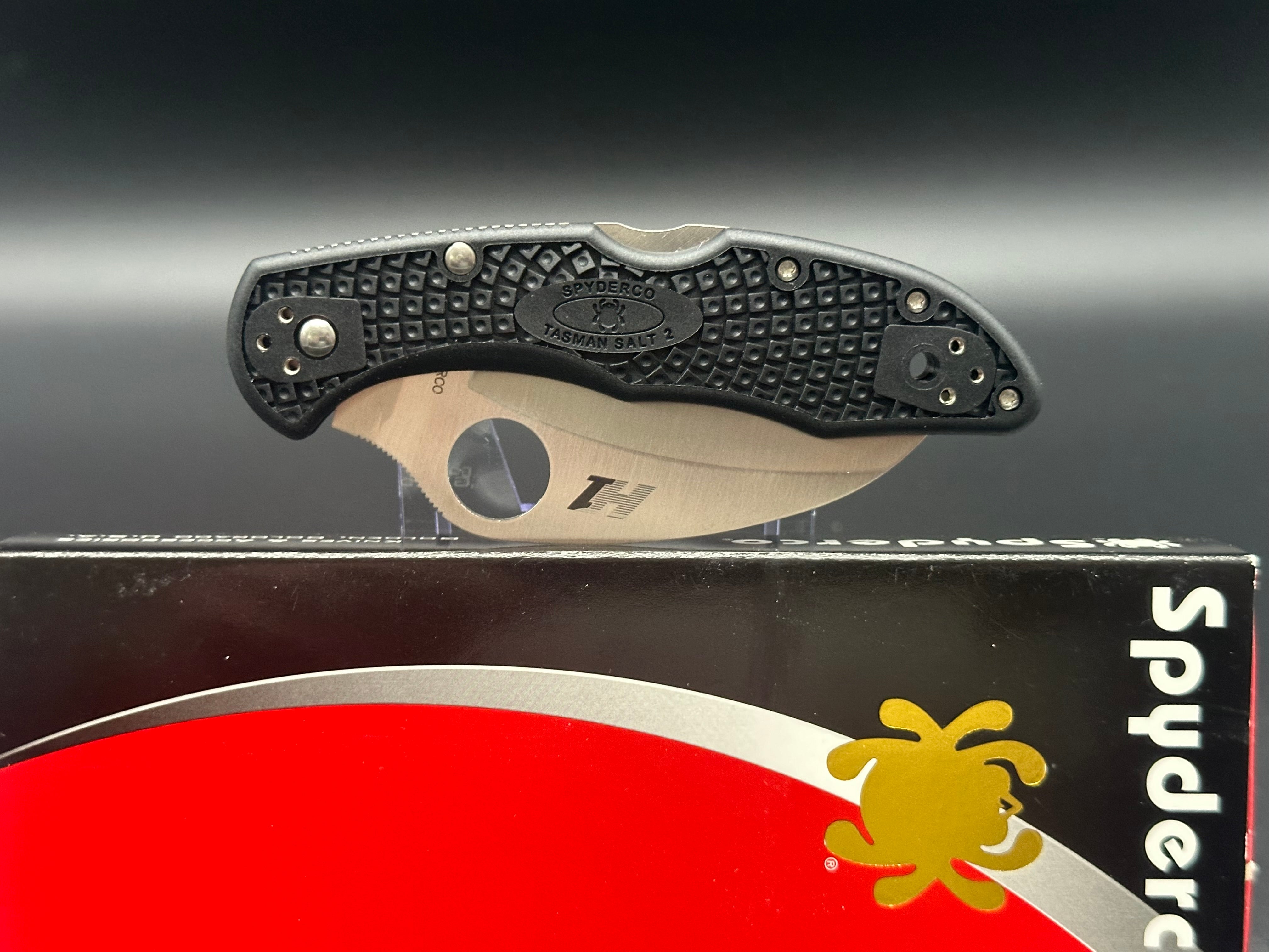 Spyderco Tasman Salt 2 Lock Back Knife - Black FRN Handle, 2.8