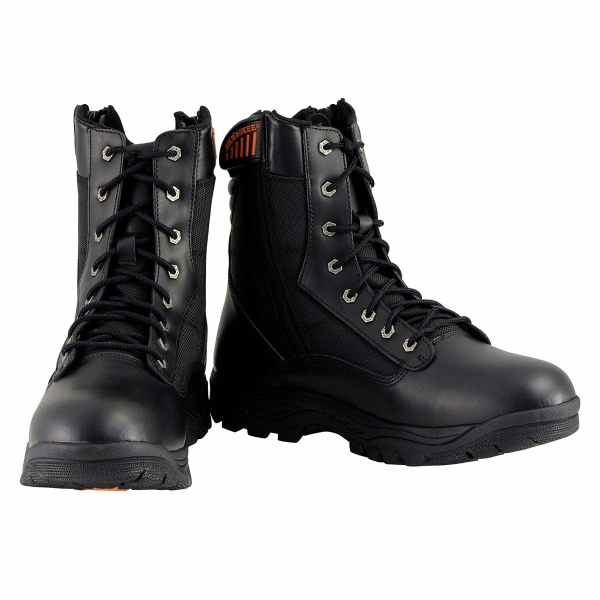 Milwaukee Leather MBM9110 Men's 9-Inch Black Tactical Motorcycle Boots - Side Zipper & Lace-Up Design for Riding Comfort & Safety - Perfect for Adventure Biking & Outdoor Activities