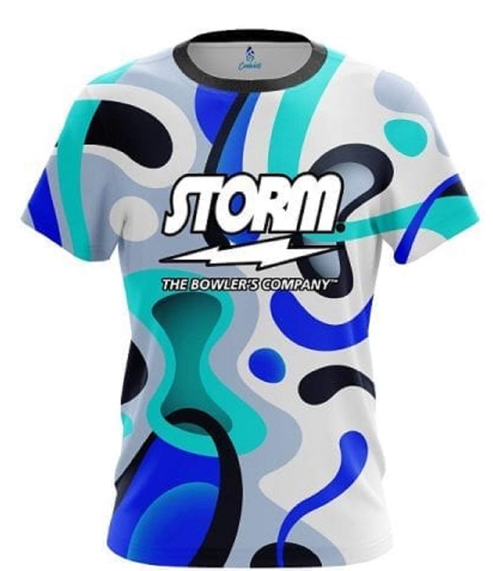 Storm Modern Art Blue Bowling Jersey - Premium Performance Shirt for Bowlers - Perfect for Leagues, Tournaments & Casual Play